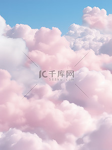 天空蓬松淡粉色棉花糖云背景18