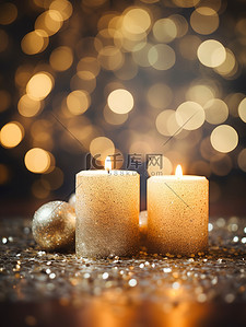 美丽闪闪发光的圣诞蜡烛背景2