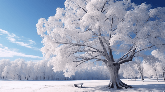 冬日暖心摄影照片_冬日树挂雪景摄影