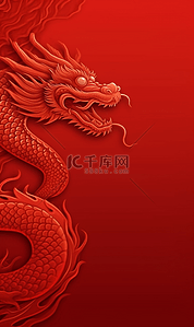 红色极简背景背景图片_红色简约中国风龙年海报背景