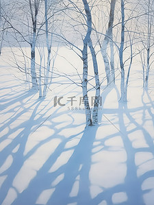 冬天背景图片_冬天的树画抽象风景与阴影9