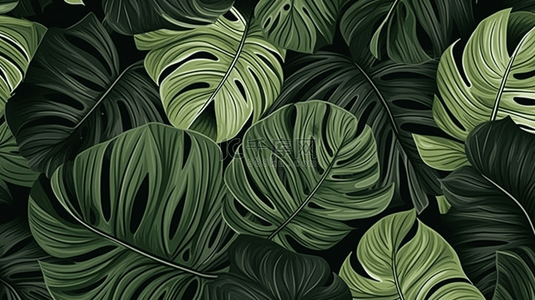 矢量树叶花纹背景背景图片_灰色植物美菲斯图案背景矢量图。