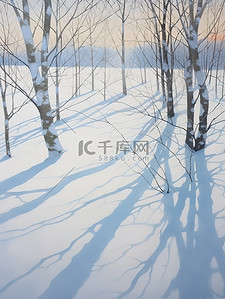 大雪背景图片_冬天的树画抽象风景与阴影8