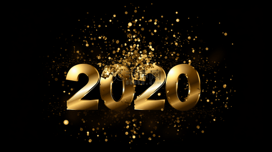 庆祝宴背景图片_2023年新年快乐闪耀金色横幅，伴有光效。
