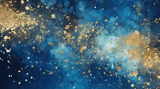 个性希望之星背景图片_闪耀灯光背景，金色和蓝色粒子。