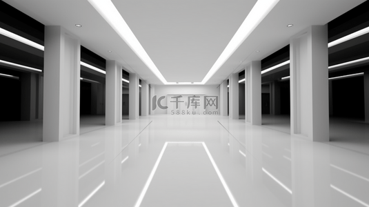 奢华白色抽象建筑极简主义背景现代展厅现代化。