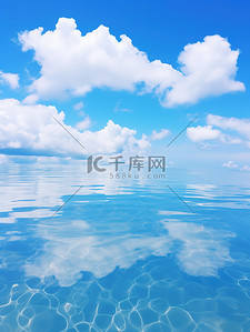 海天一色镜像海洋蓝天背景13