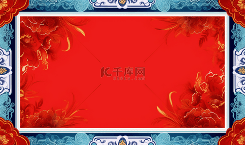 节日青花瓷花纹装饰背景