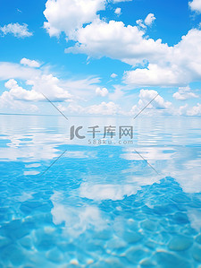 镜像背景图片_海天一色镜像海洋蓝天背景9