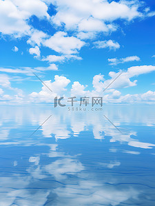 镜像背景图片_海天一色镜像海洋蓝天背景19