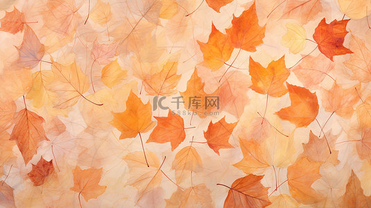 秋分叶子背景图片_秋天的树叶浅橙色背景17