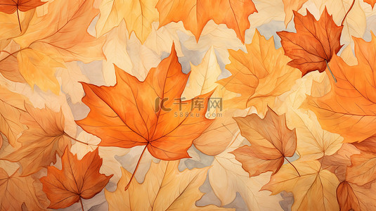 秋天的树叶浅橙色背景9