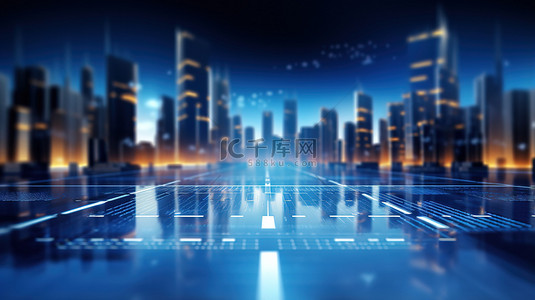 蓝色城市背景商务科技背景1