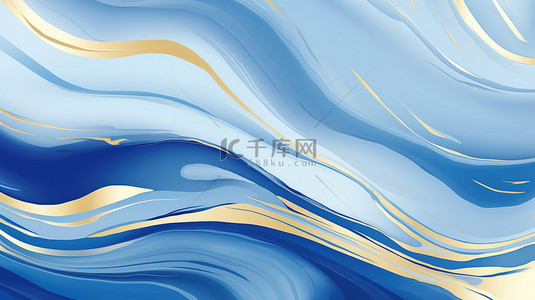 线条艺术背景蓝色背景图片_流畅的线条抽象的蓝色和金色背景9