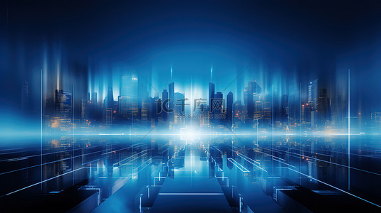 蓝色发展科技背景背景图片_蓝色城市背景商务科技背景10