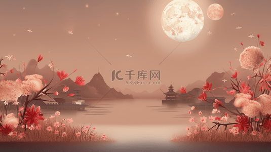 背景2中国风背景图片_彩色中国风中秋节赏月背景2
