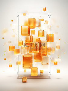 金色玻璃半透明梦幻水晶纹理方块背景12