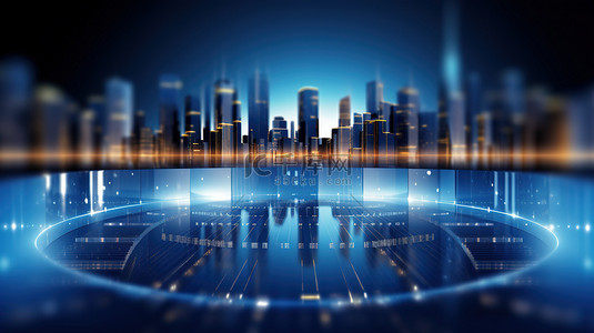 蓝色城市背景商务科技背景5