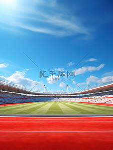 跑道终点线背景图片_体育场红色跑道草地运动场背景9