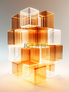 金色玻璃半透明梦幻水晶纹理方块背景11