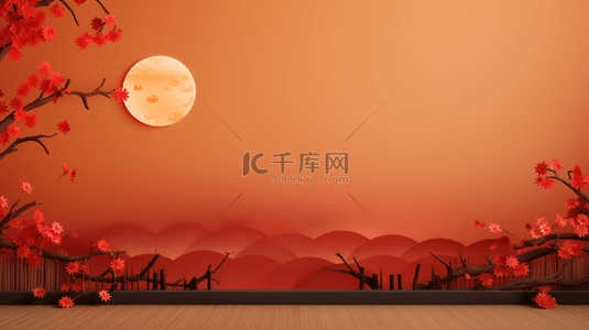 月中国背景图片_彩色中国风中秋节赏月背景1
