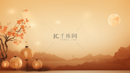 中国古典传统背景图片_彩色中国风中秋节赏月背景27