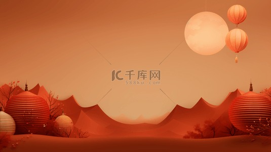 彩色中国风中秋节赏月背景5