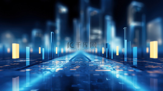 蓝色发展科技背景背景图片_蓝色城市背景商务科技背景6