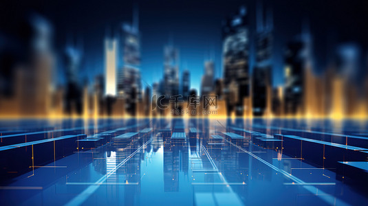 蓝色发展科技背景背景图片_蓝色城市背景商务科技背景17