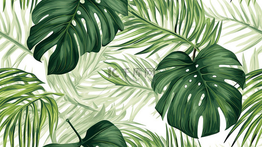 热带植物棕榈叶白色背景4