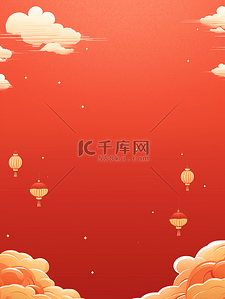 绘画国风背景图片_中国风春节红色背景插画海报背景