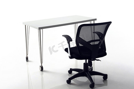 办公家具企业摄影照片_办公室内的办公桌和椅子