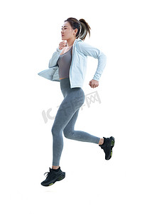 青年女人跑步健身