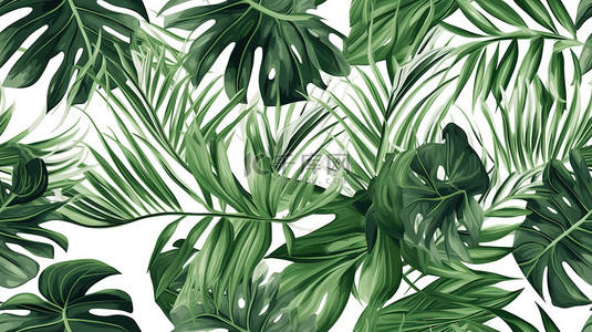 热带植物棕榈叶白色背景10
