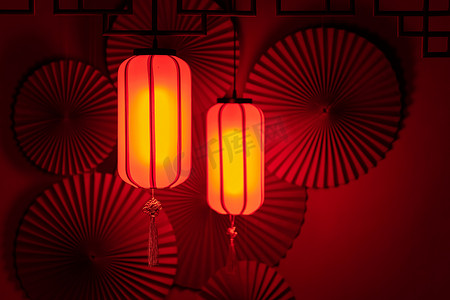 中国装饰元素摄影照片_新年元素红灯笼