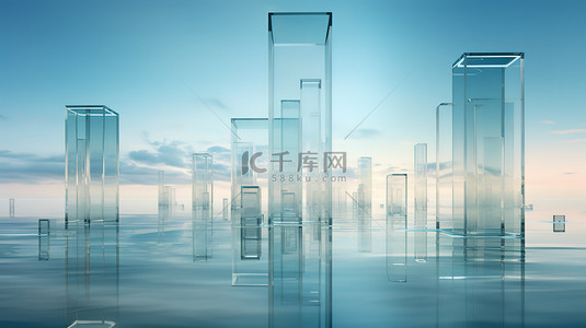 柱子立体背景图片_半透明介质柱子立方体未来风格2
