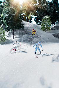 冬季山摄影照片_创意微观滑雪