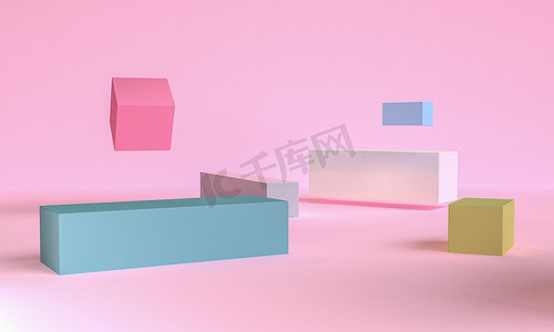 3D粉色简约风格设计，场景讲台模拟演示，3D渲染抽象背景.