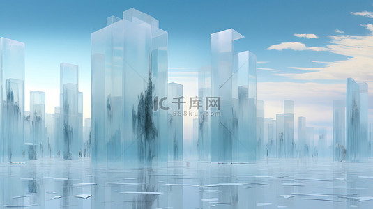 半透明介质柱子立方体未来风格4