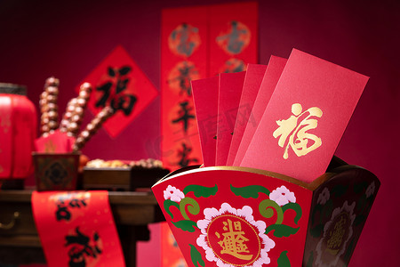 中国新年红包摄影照片_静物新年红包