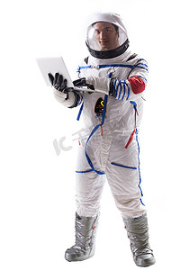 宇航员用笔记本电脑