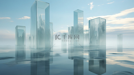 空间立方体背景图片_半透明介质柱子立方体未来风格16