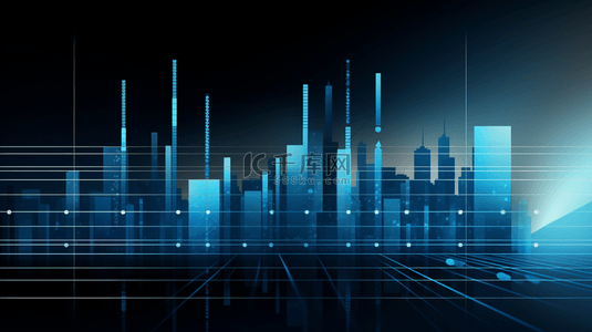 科技感智慧城市背景图片_蓝色商务科技感城市简约背景4