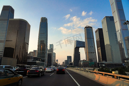 堵车摄影照片_北京国贸CBD