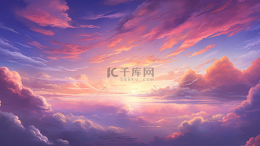 天空动漫背景图片_日落淡粉色和紫色动漫天空18