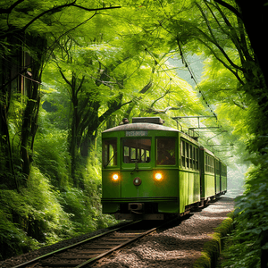森林摄影照片_森林里的小火车