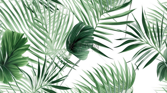热带植物棕榈叶白色背景11