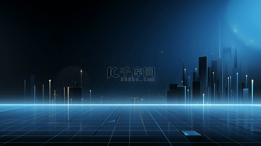 科技感智慧城市背景图片_蓝色商务科技感城市简约背景3