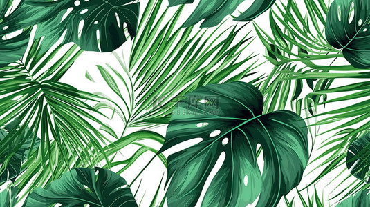 清新热带植物背景图片_热带植物棕榈叶白色背景12