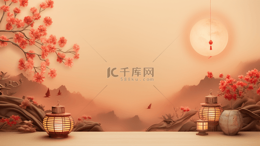中国古典传统背景图片_中秋节中国风赏月简约背景7